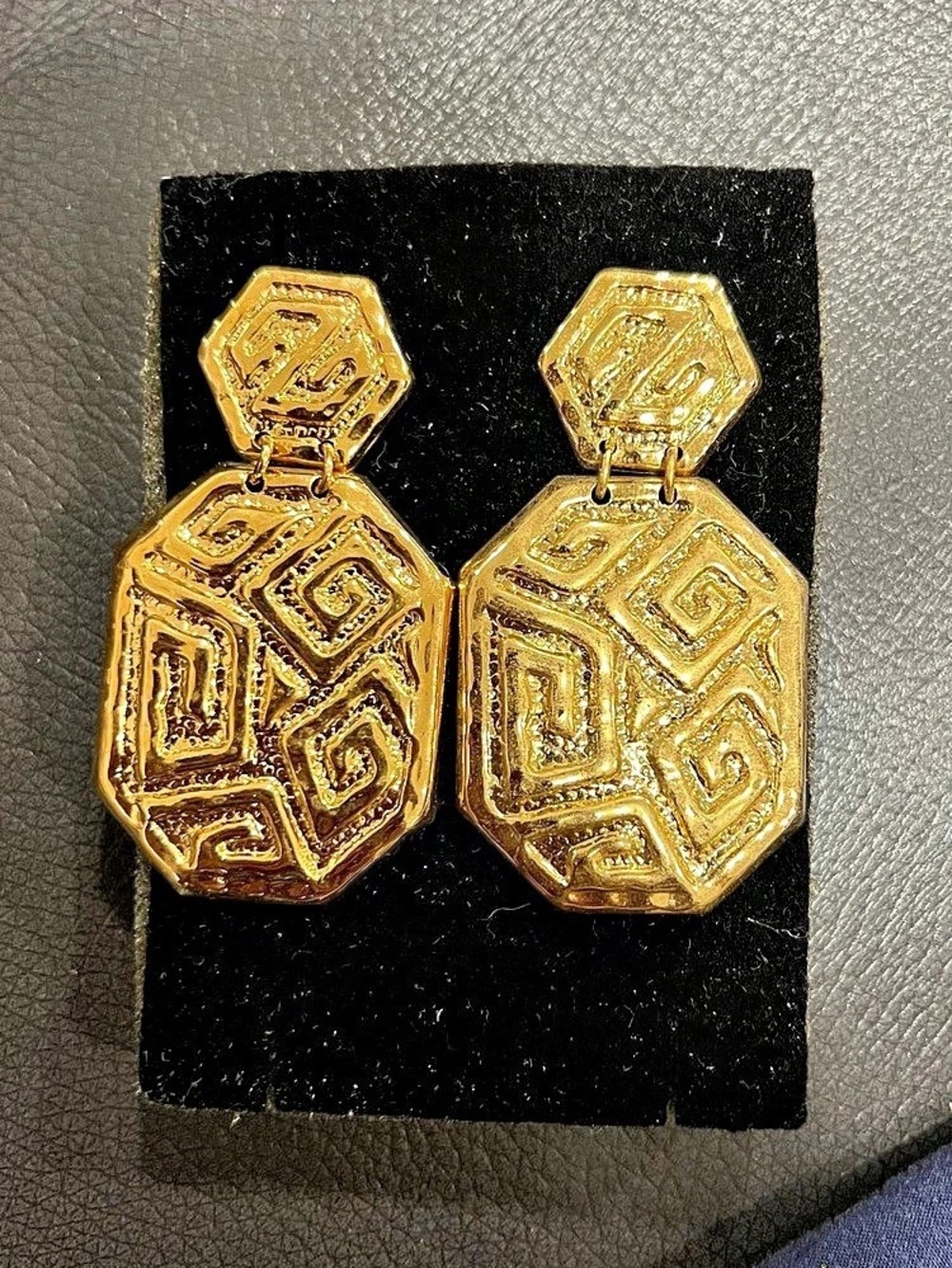 Vintage Avon Golden Maze Clip Earrings Gold Geometric Clip Earrings